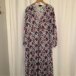 Summersalt Cinched Waist Caftan Long Sleeve Midi Dress Colorfu